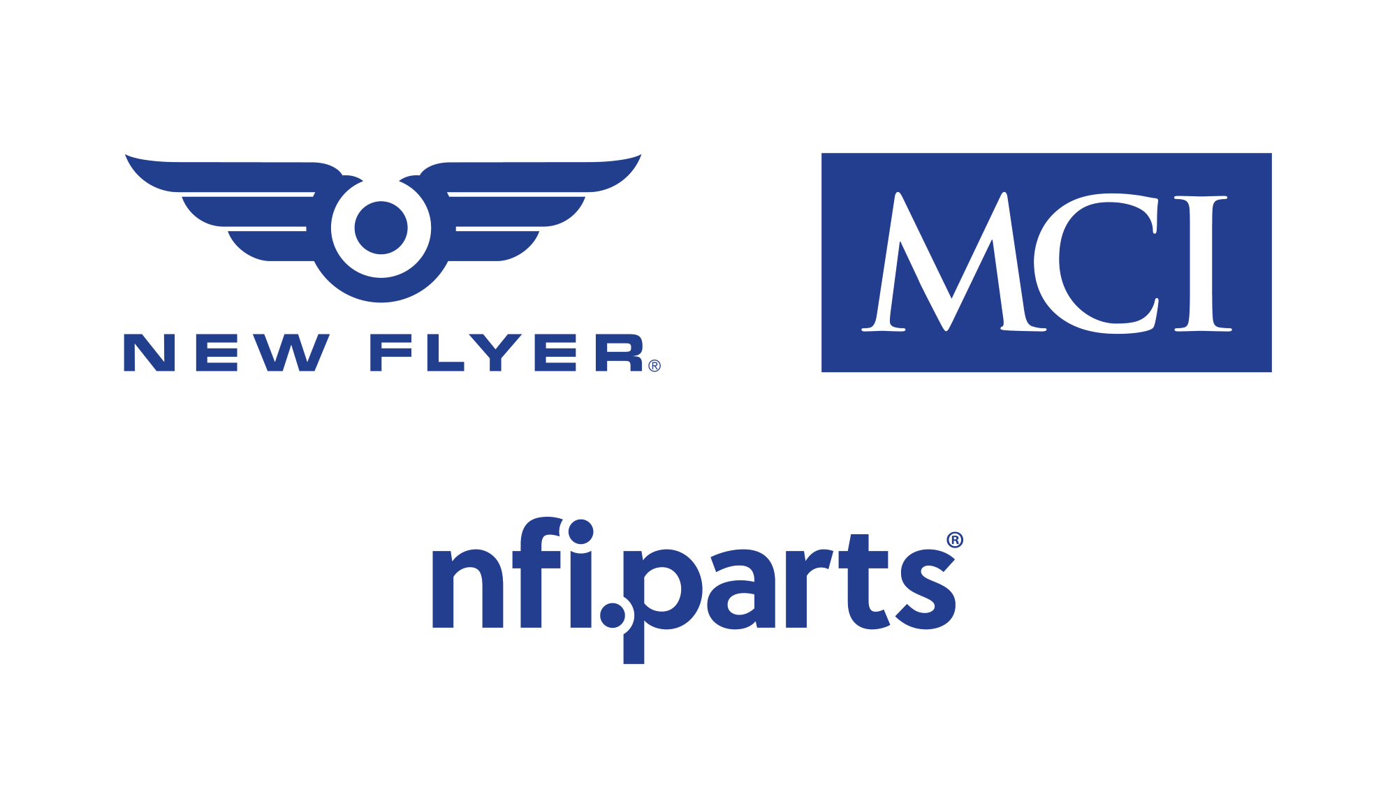 New Flyer, MCI, NFI Parts logo, blue - web size